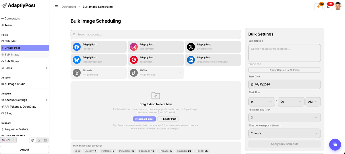 AdaptlyPost AI image generation studio for social posts