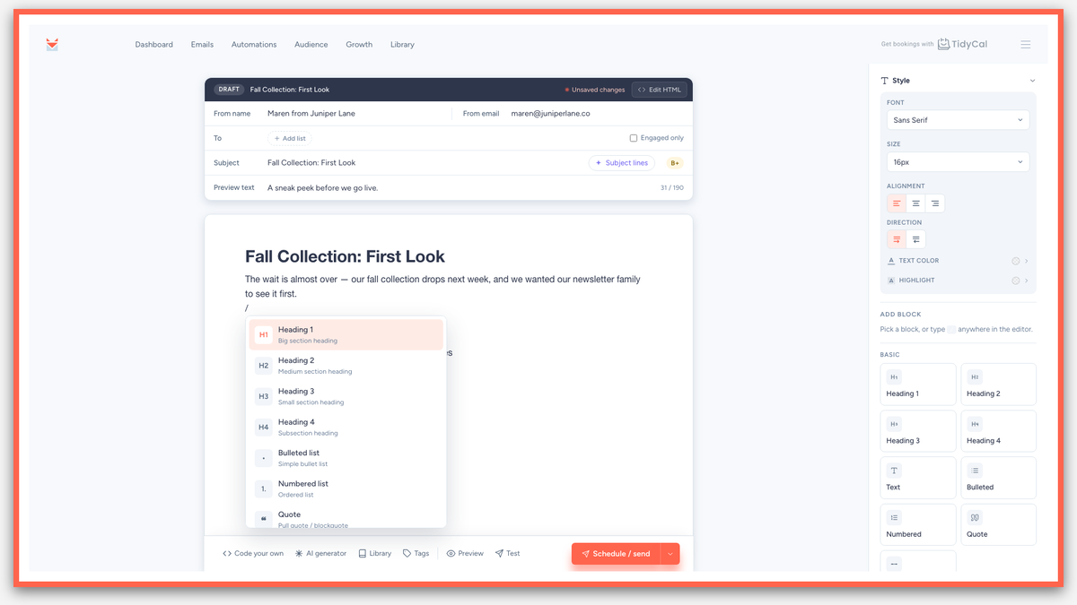 SendFox automation sequence builder