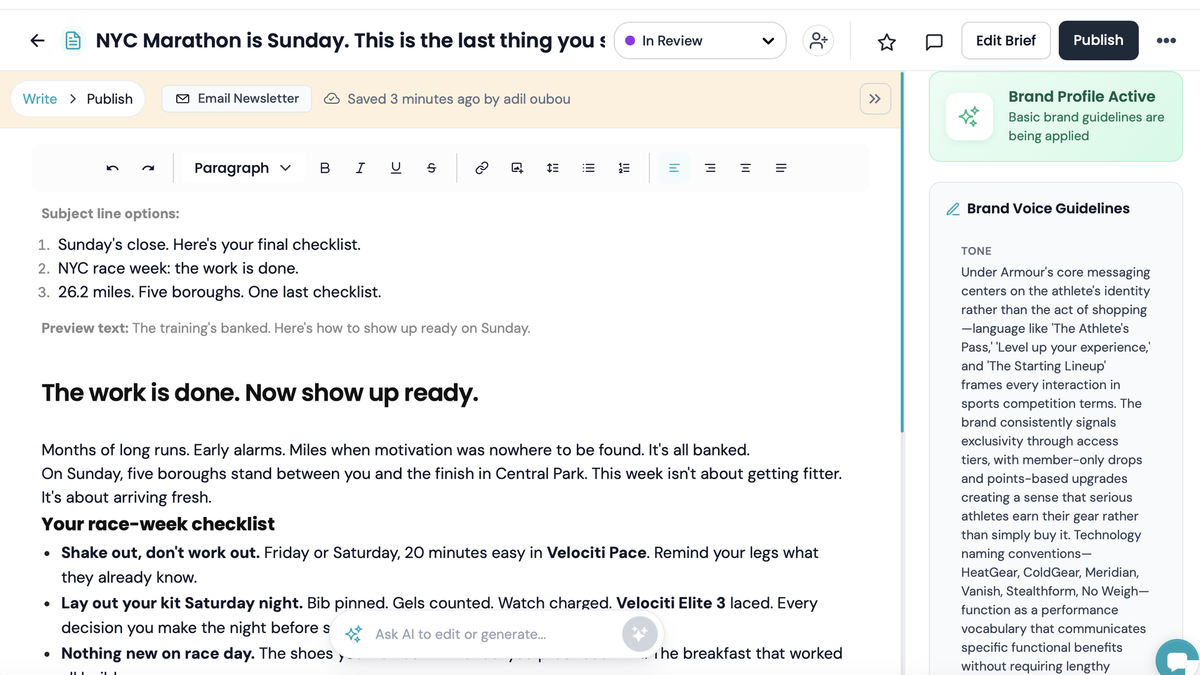 Vocable AI Brand DNA profile built from a website and social channels
