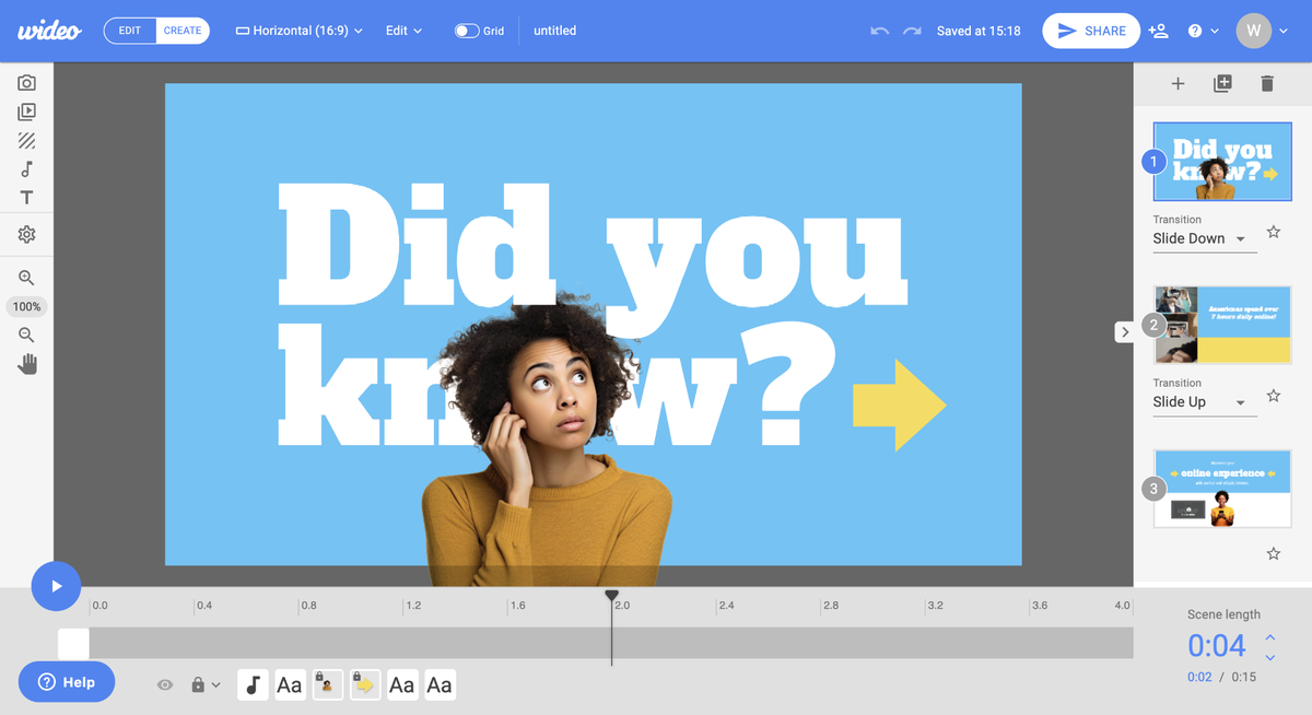 Wideo template gallery with marketing and social video options
