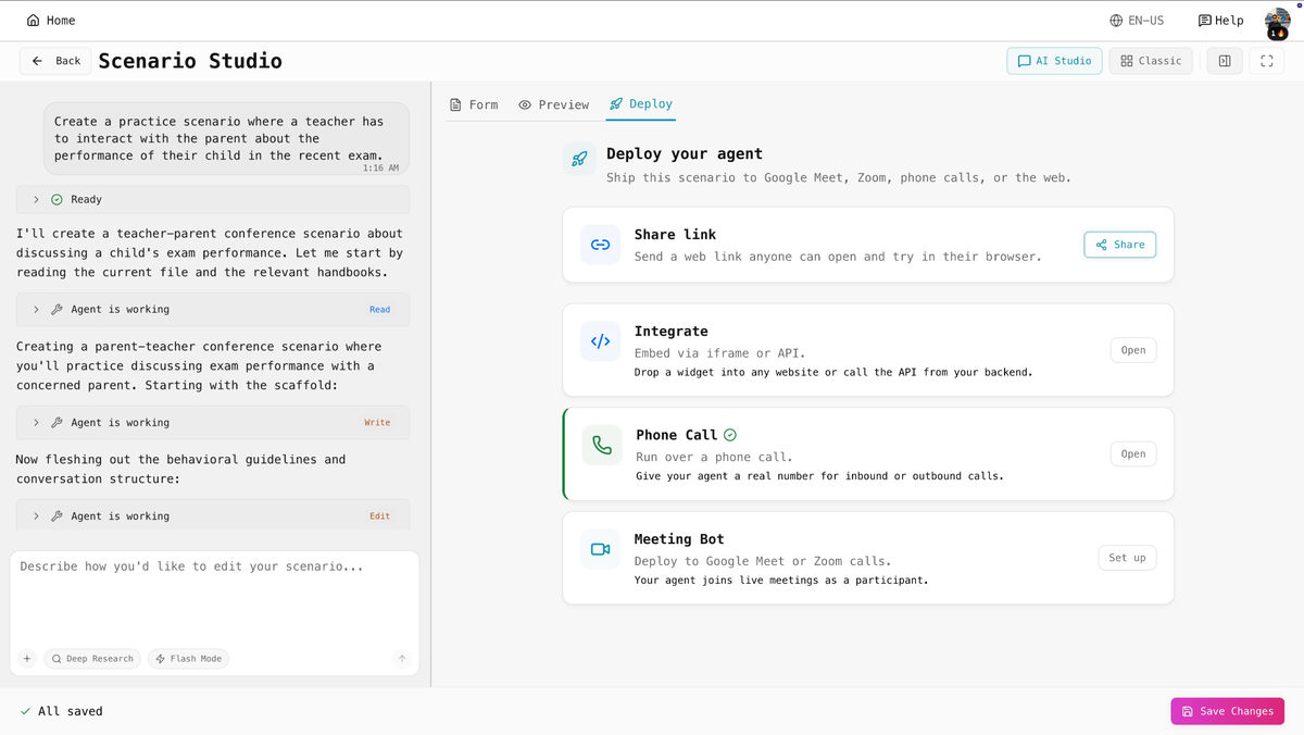 Tough Tongue AI Scenario Studio for building custom agents