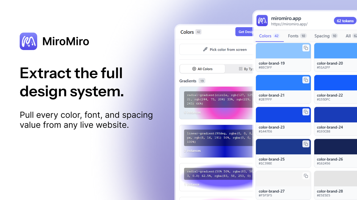 MiroMiro code export to Tailwind and HTML screenshot