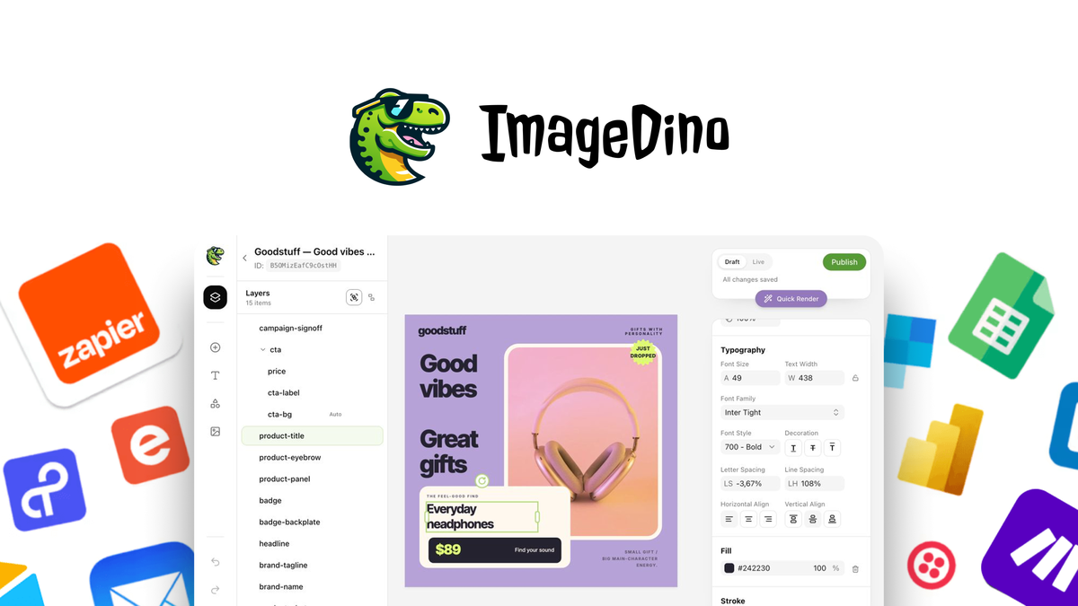 ImageDino template editor header image