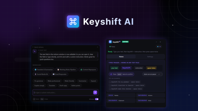 Keyshift AI header image showing AI shortcuts working inside everyday apps