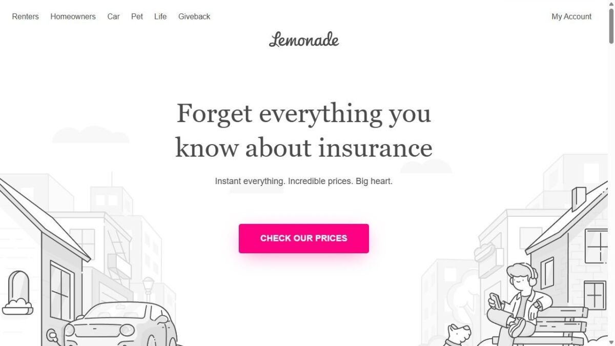 Lemonade website homepage