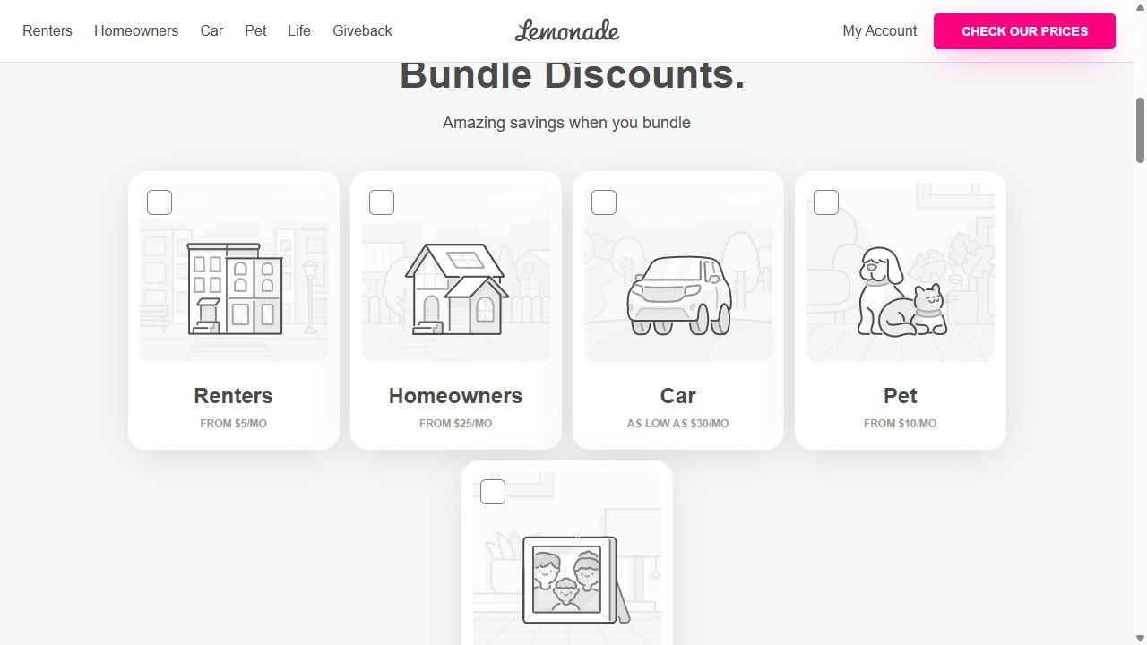 Lemonade insurance products in the app