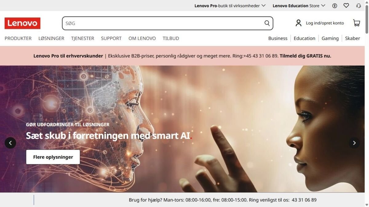 Lenovo website homepage