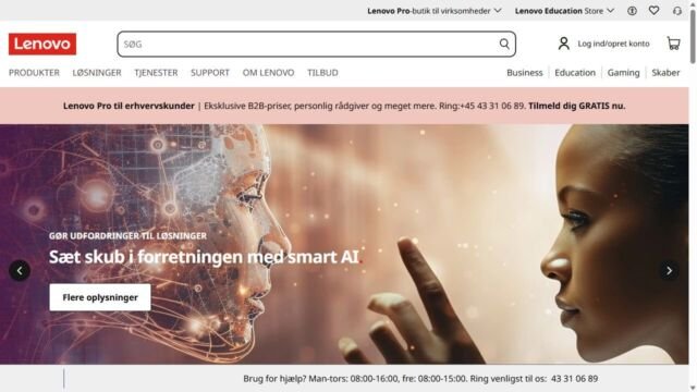 Lenovo website homepage
