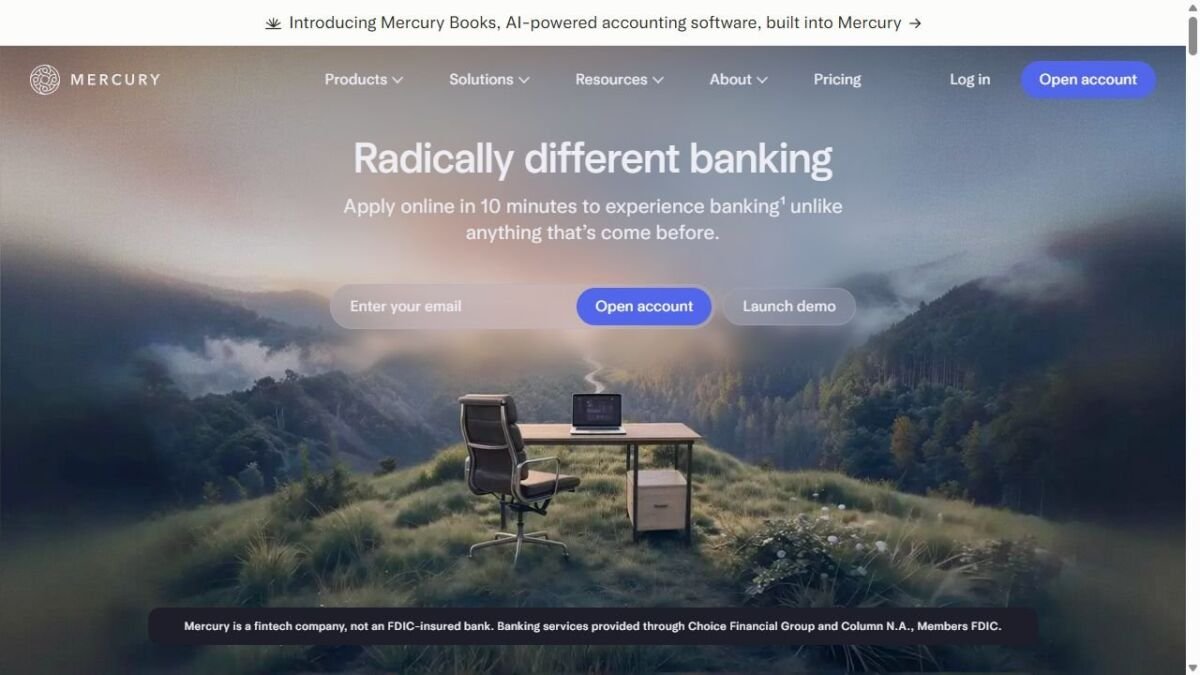 Mercury website homepage