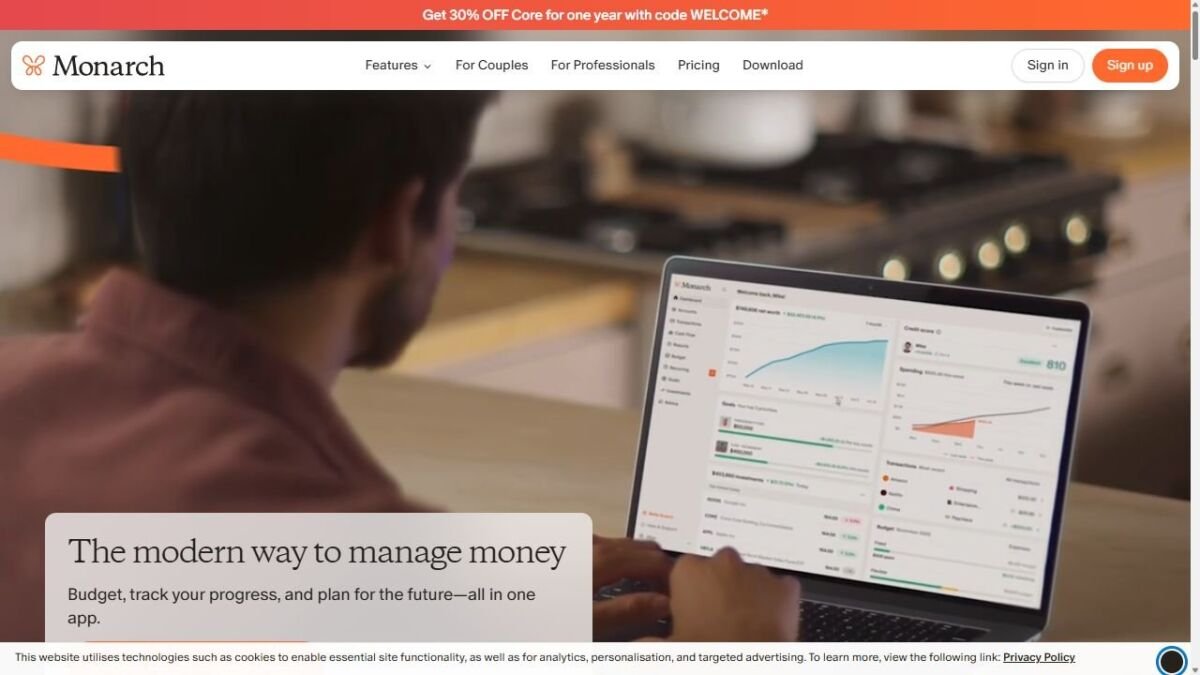 Monarch Money website homepage