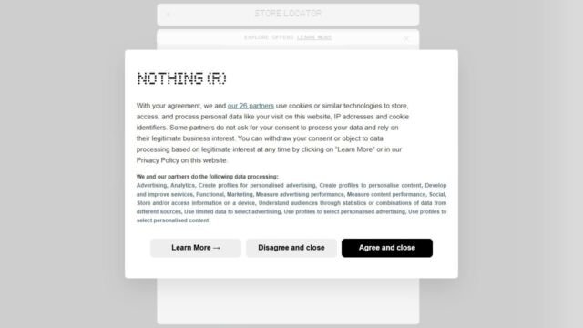 Nothing website homepage