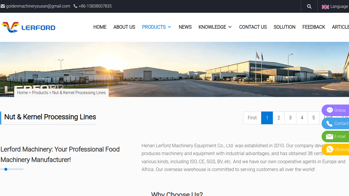 Fruit & Vegetable Processing Lines, Nut & Kernel Processing Lines, Snacks Processing Machines