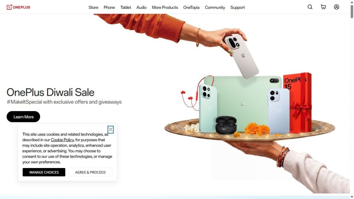 OnePlus website homepage