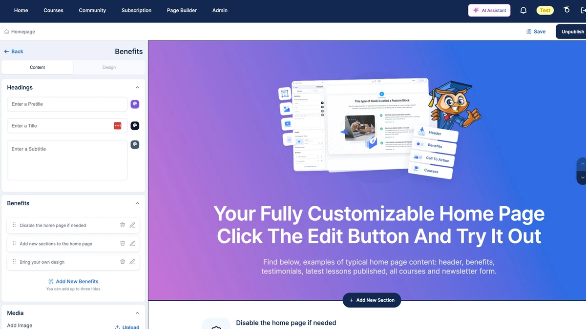 OnlineCourseHost.com AI lesson creation tool
