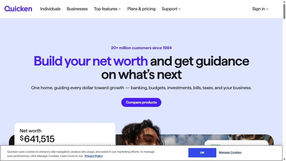 Quicken website homepage