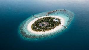 Aerial drone view of Park Hyatt Maldives Hadahaa resort