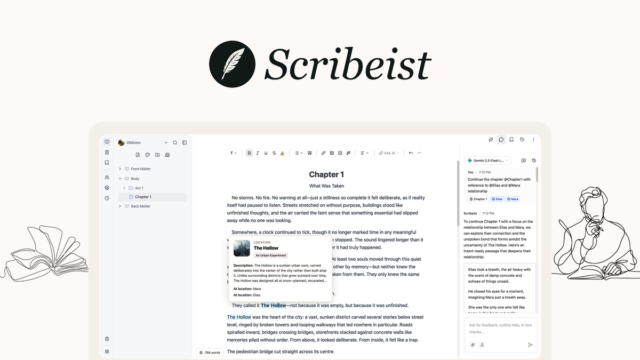 Scribeist AI writing workspace overview
