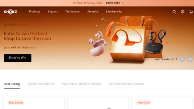 Shokz website homepage