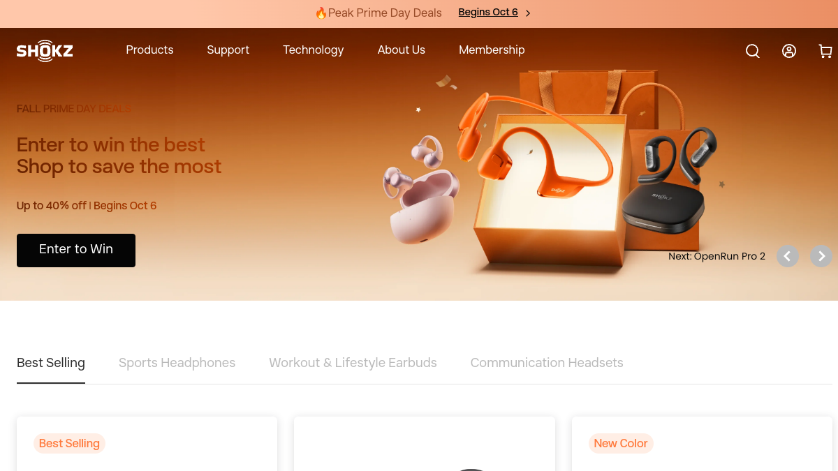 Shokz website homepage