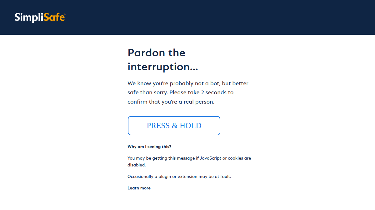 SimpliSafe website homepage