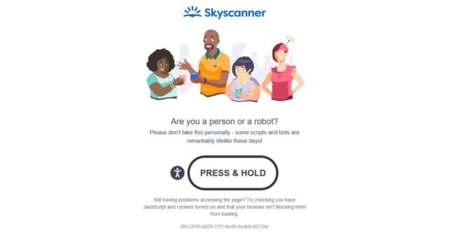 Skyscanner website homepage