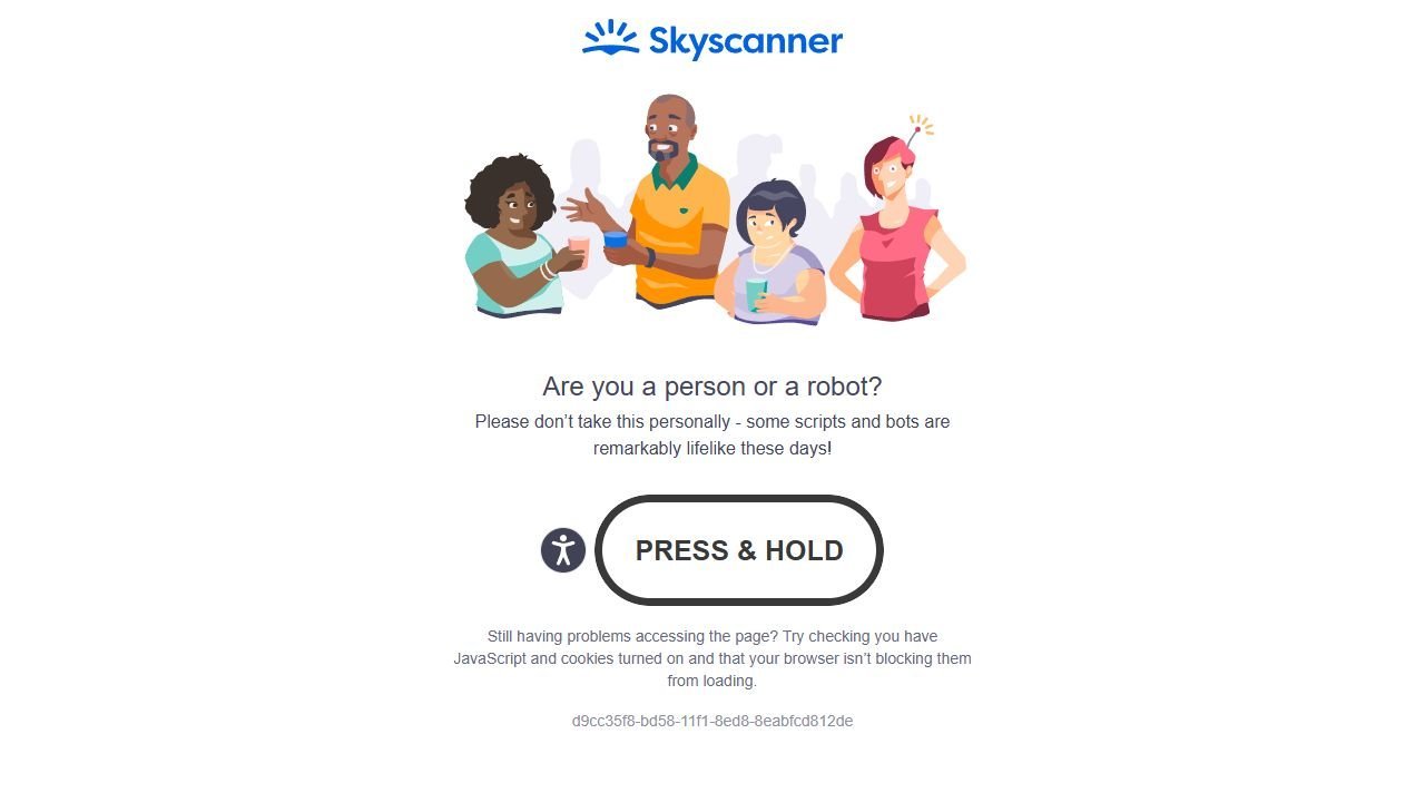 Skyscanner search results