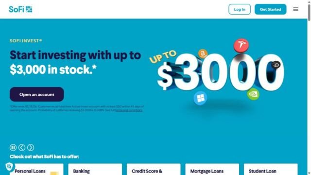 SoFi website homepage