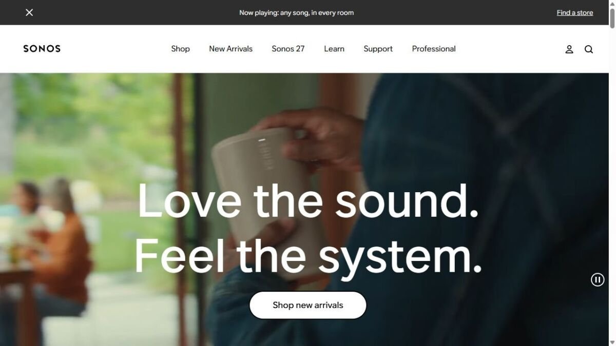 Sonos website homepage