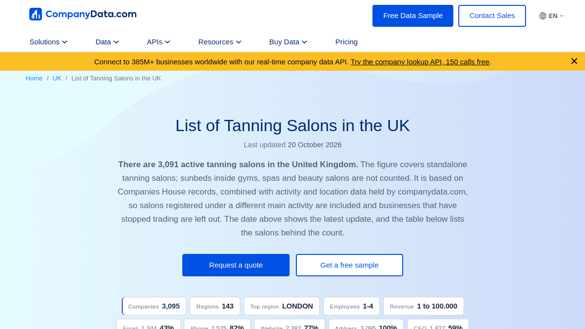 UK Tanning Salons Dataset (2026)