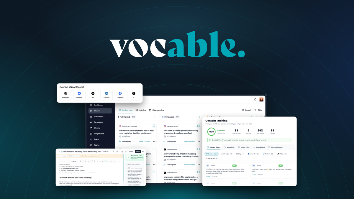 Vocable AI 30-day content campaign planner across channels