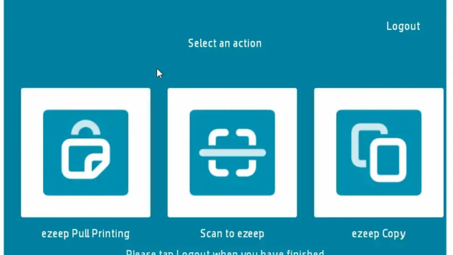 ezeep app for HP Workpath start screen