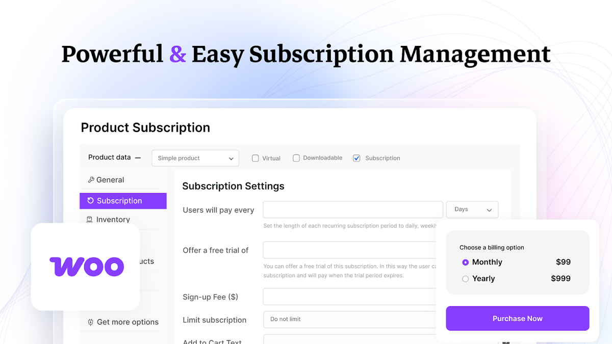 WPSubscription setup screen for configuring a recurring subscription plan