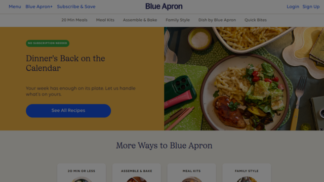 Blue Apron website homepage