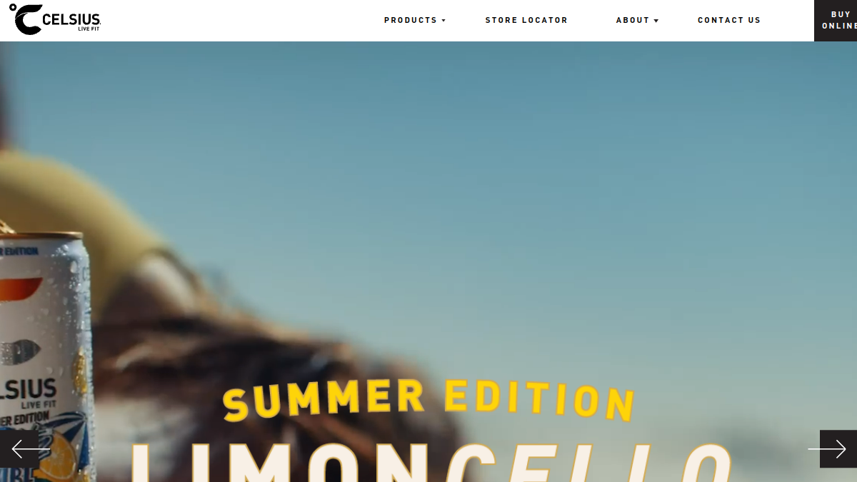 Celsius website homepage