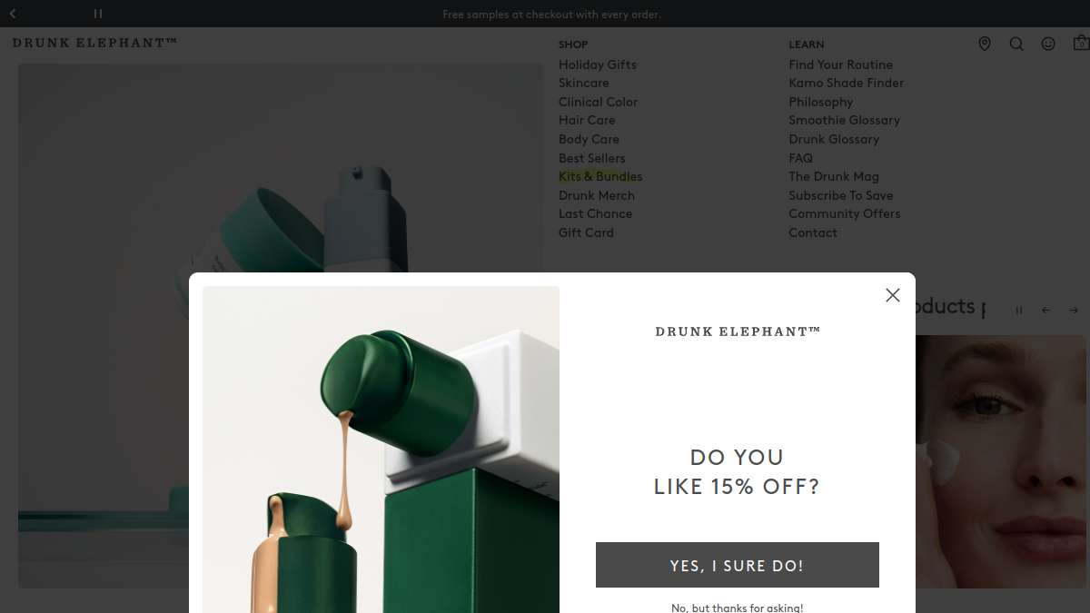 Drunk Elephant website homepage