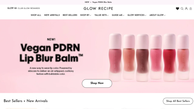 Glow Recipe website homepage