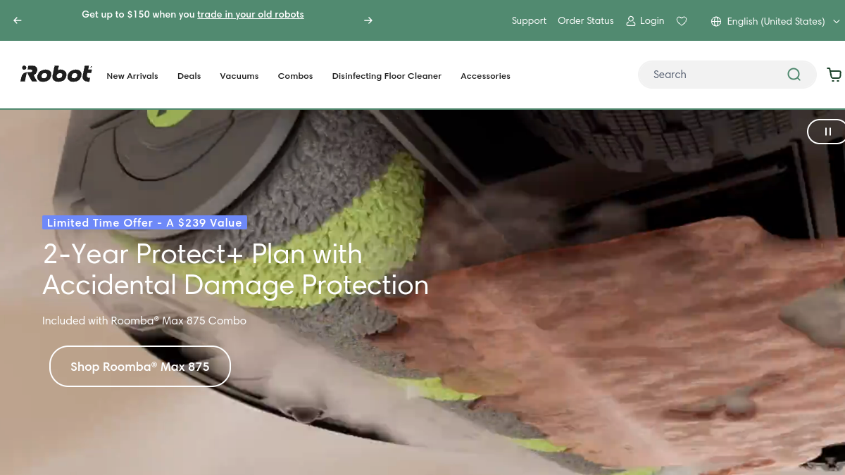 iRobot website homepage