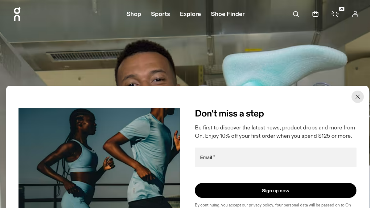 On website homepage