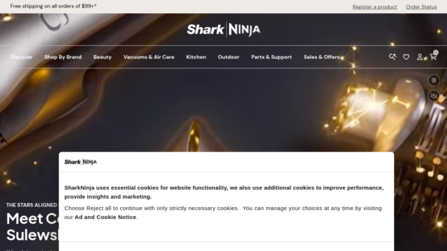 Shark website homepage