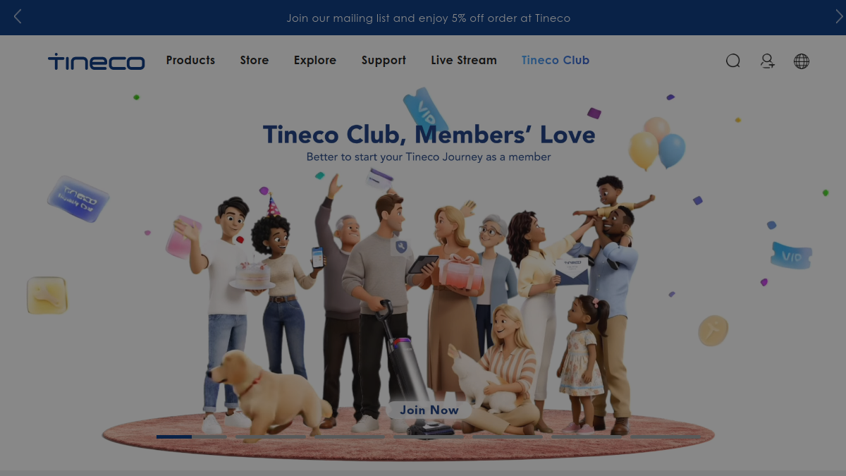 Tineco website homepage