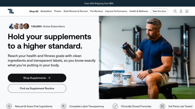 Transparent Labs website homepage