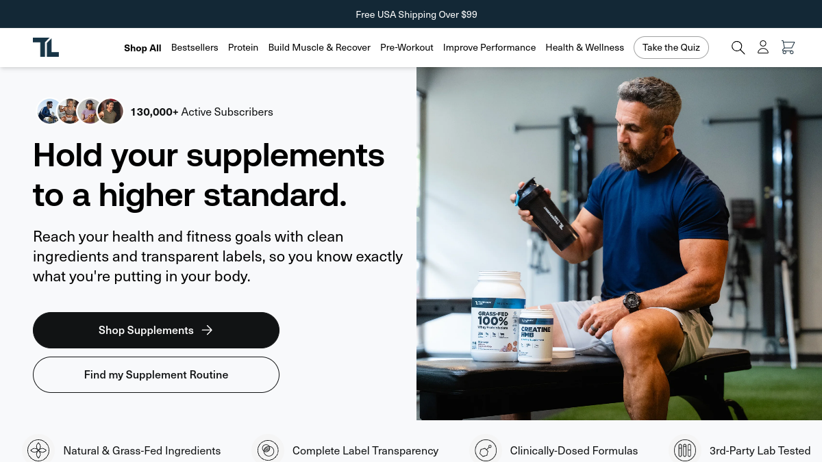 Transparent Labs website homepage