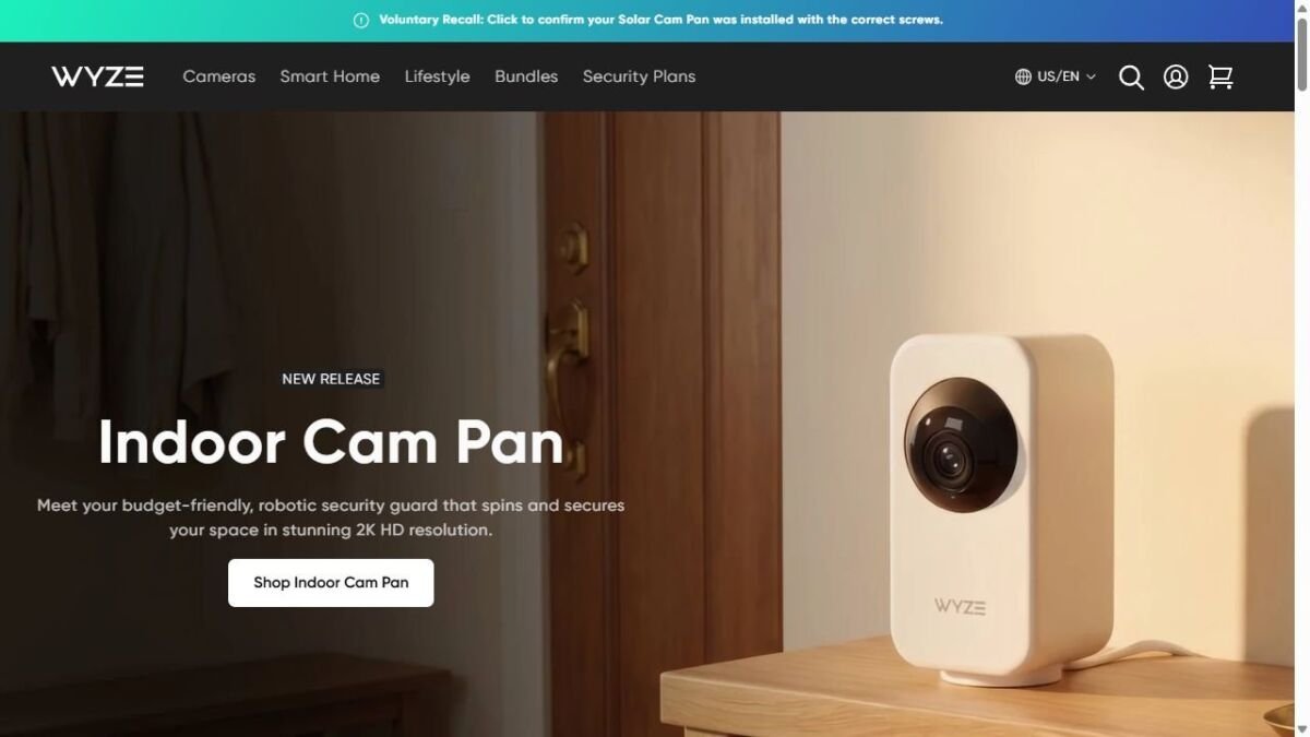 Wyze website homepage