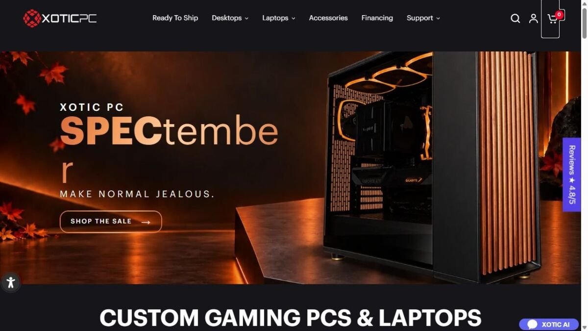 XOTIC PC website homepage
