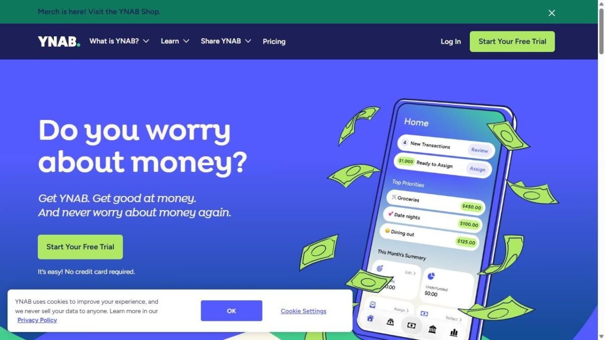 YNAB website homepage